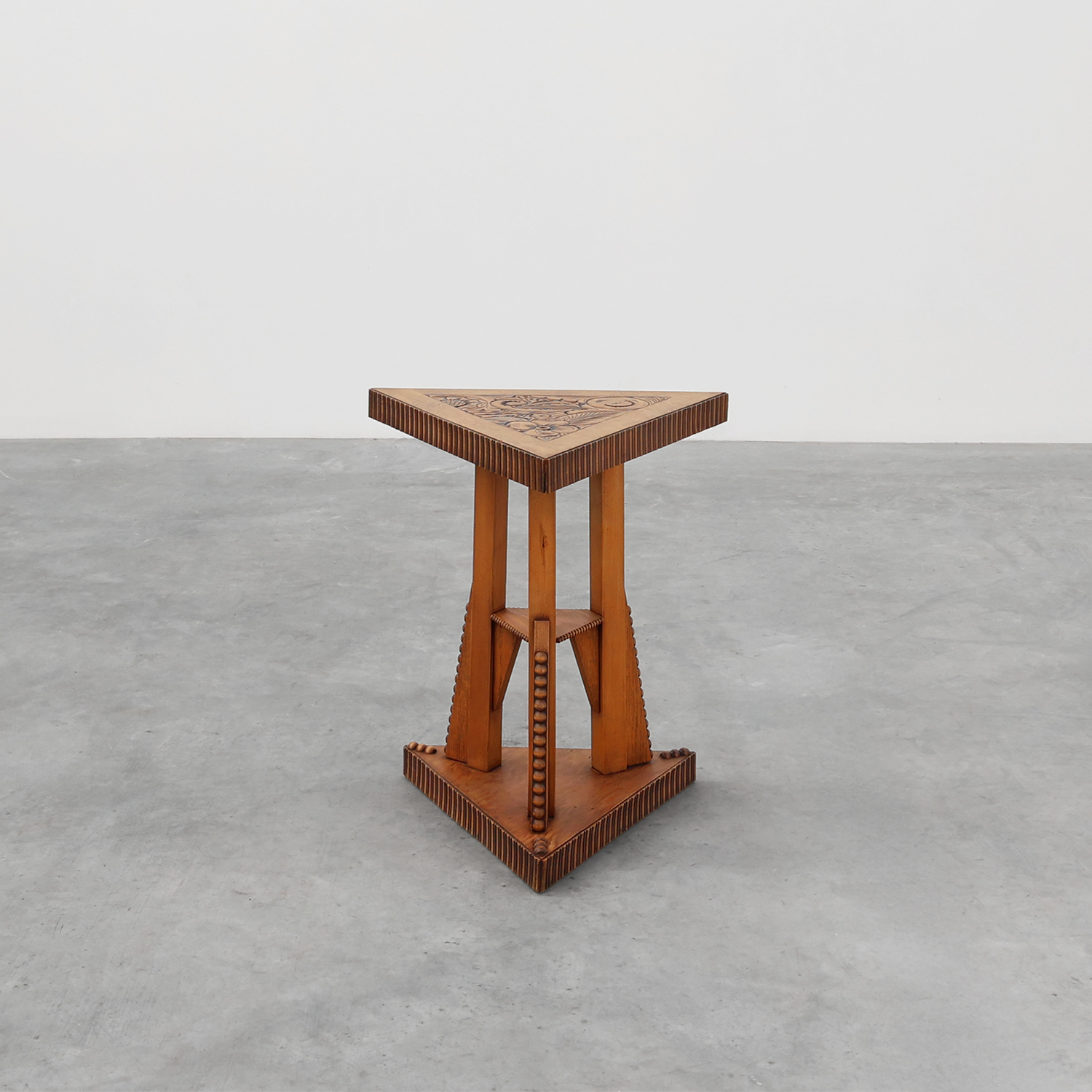 Art Nouveau Carved Wood triangular Side Table, France ca. 1915 -img